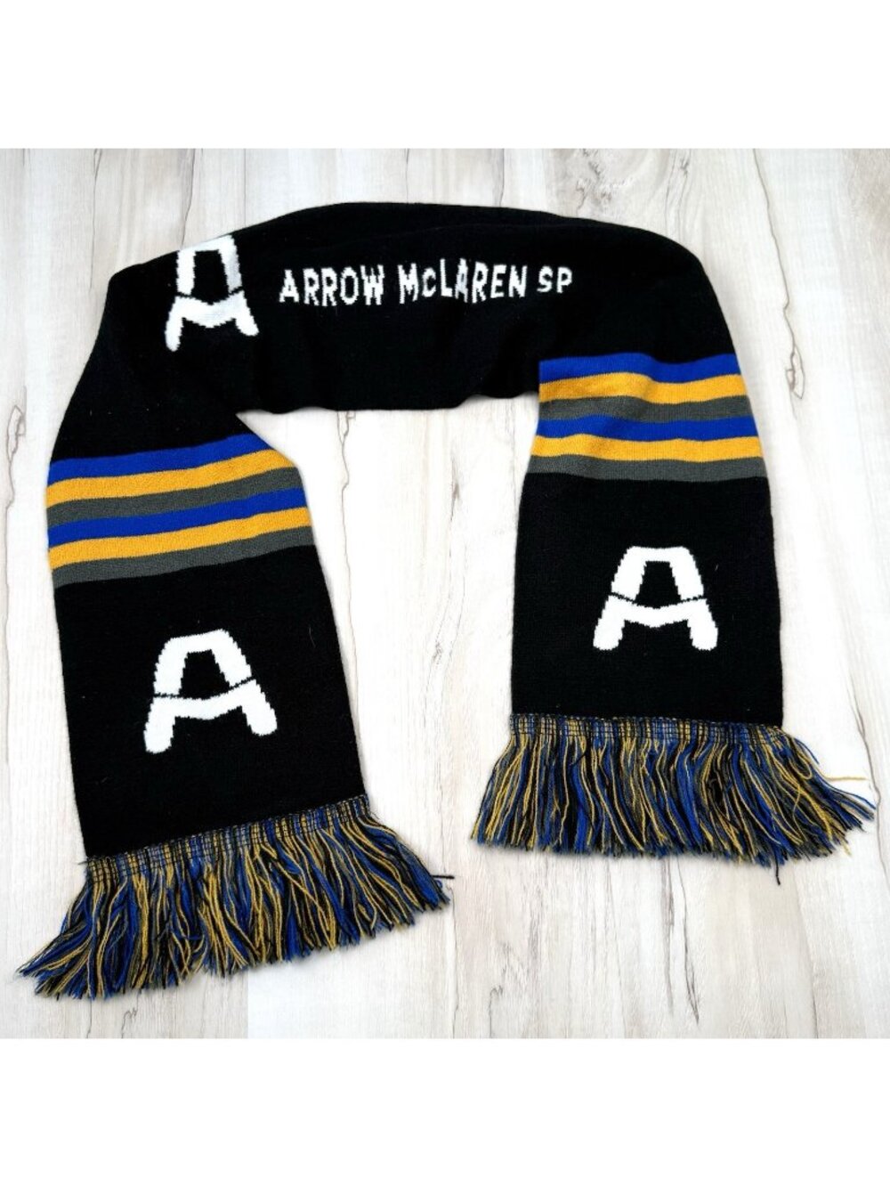Arrow McLaren SP 48"x6.5" Black Blue Yellow Gray SCARF IndyCar Formula 1 Racing